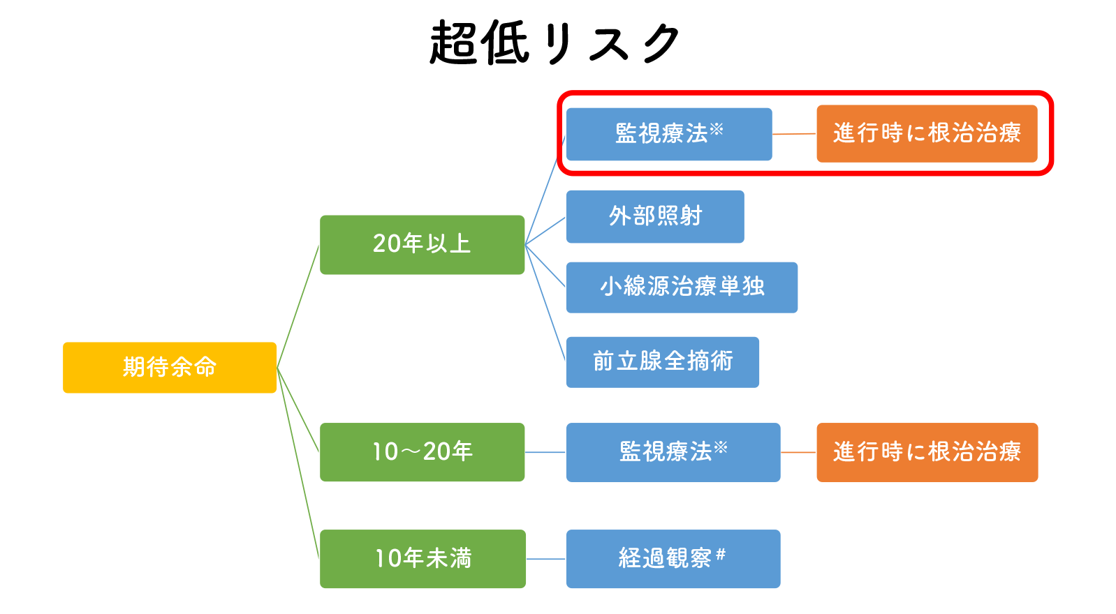 NCCN診療ガイドライン（2021年 version 4）に基づく超低リスクにおける治療選択肢