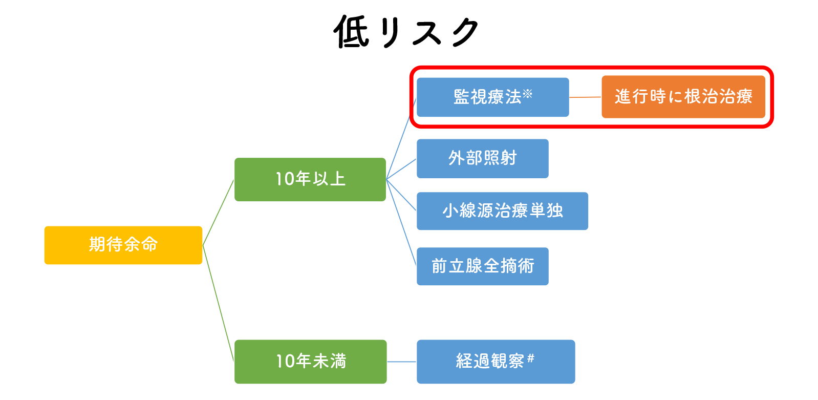 NCCN診療ガイドライン（2021年 version 4）に基づく低リスクにおける治療選択肢